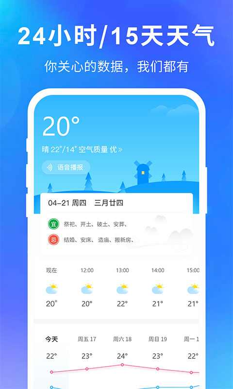 天气王-精准实时天气预报 v1.7.4-天气变化信息实况播报截图1