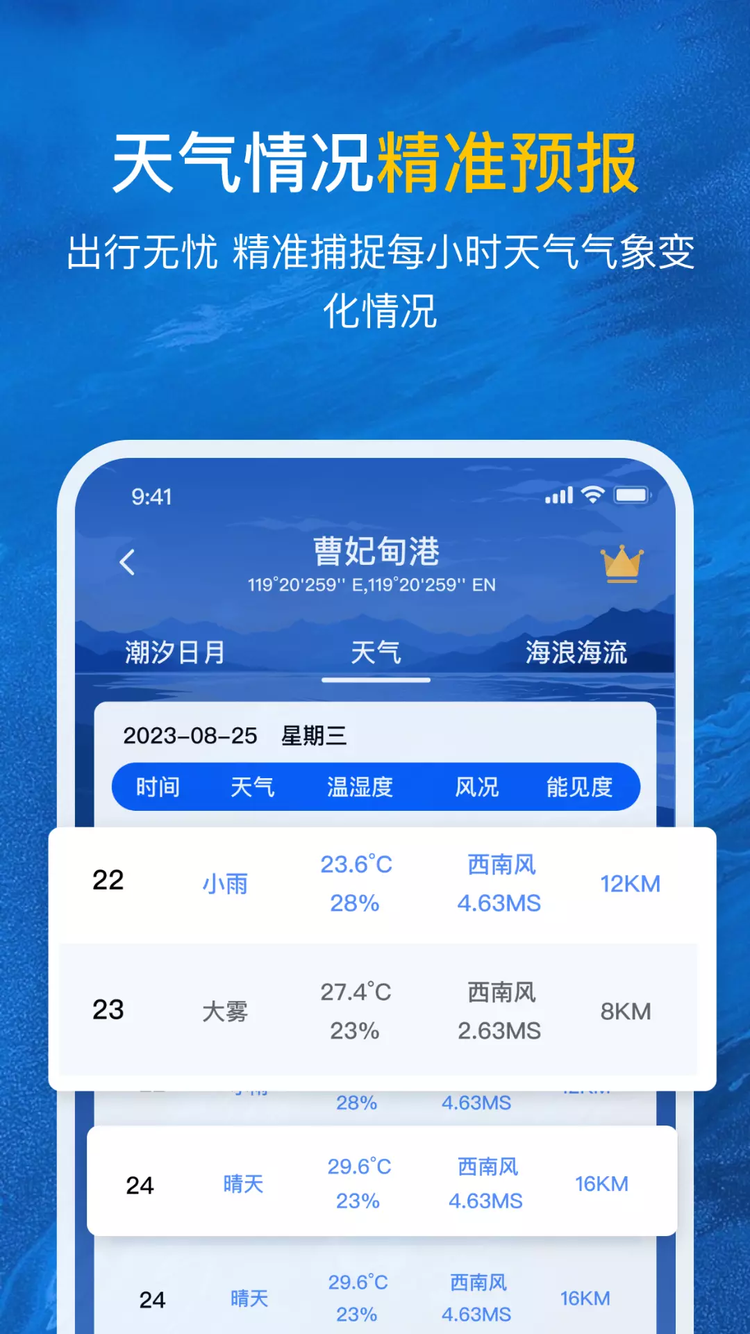 潮汐时间表-涨潮退潮实时预测v1.0-海钓赶海潮汐查询助手离线潮汐监测截图3