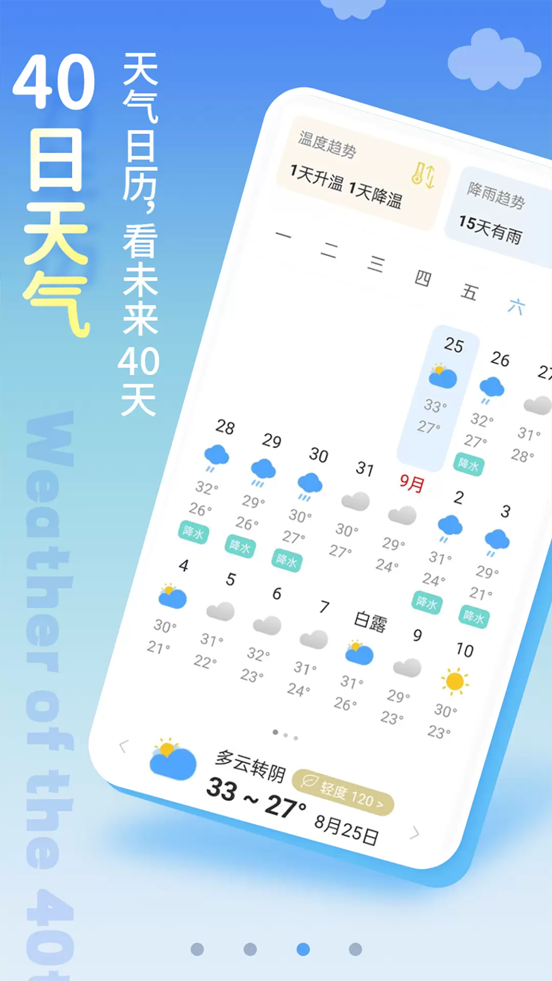 清新天气预报-无广告精准预报 v4.8.1-清爽简洁，40日天气实时更新截图2